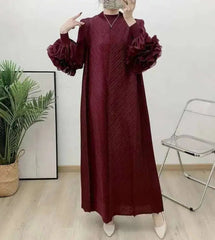 Truly Pleated Ruffle Sleeve Dress