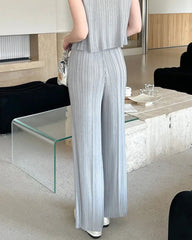 Plissé Wide-Leg Pants