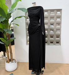 Luxury One-Shoulder Ruched Dress