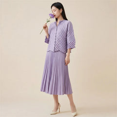 Luxury Formal Pleated Top & Skirt