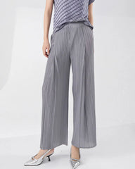 Luxury Plisse Wide-Leg Trousers