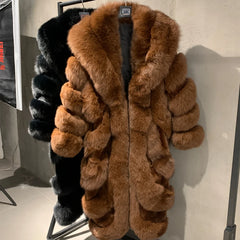 Women's Plush Full Length Fox Fur Coat