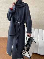 Luxury Wool-Blend Scarf Coat