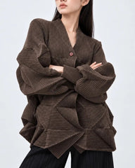 Unique Sculptural Pleated Jacket