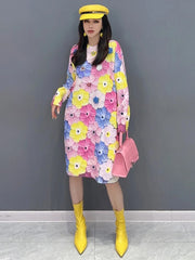 Amara Knitted Floral Printed Mini Dress
