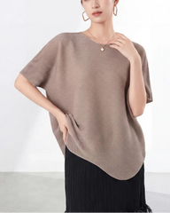 Sculptural Plissé Draped Blouse