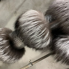 Silver Fox Fur Leather Coat