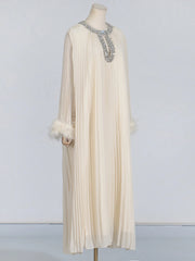 Couture Pleated Midi Dress - Diamonds & Feathers