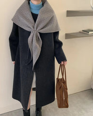 Wool-Blend Coat with Detachable Scarf