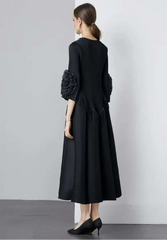 Plisse Floral Cape Sleeve Dress