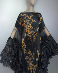 Luxury Plissé Winged Kaftan Dress