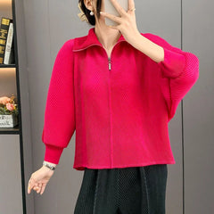Elegant Pleated Dolman Blouse