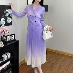 Ombre Pleated Blazer Dress