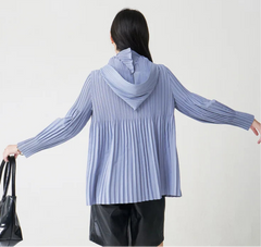 Luxury Pleated Hooded Jacket