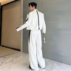 Men's 2-Piece White Blazer + Loose Fit Trousers Set