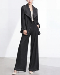 Petite Plissé Two-Piece Pant Set