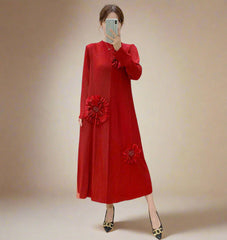 Luxury Pleated Floral Tunic Dress
