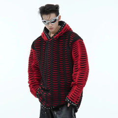 Men's Popover Knitted Studded Hoodie