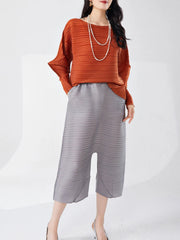 Elegant Plissé Long-Sleeve Top