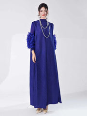 Luxury Pleated Dress with Sleeves