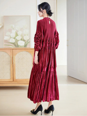 Luxury Velvet Plissé Dress