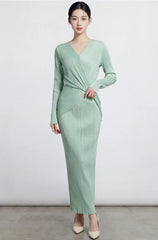 Elegant Pleated Top & Skirt Set