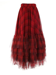 Asymmetric Tiered Tulle Ruffle Skirt