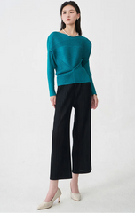 Plissé Pleated Knit Asymmetric Top