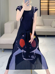 Signature Pleated Plissé Midi Dress