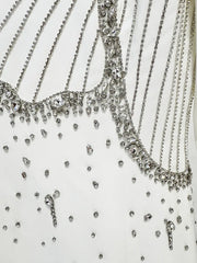 Luxury High-Neck Rhinestone Gown