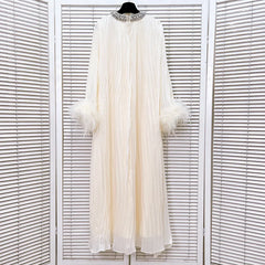 Luxe Pleated Feather Midi Dress
