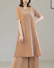 Luxury Beaded Plisse Long Tunic