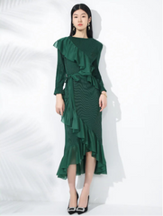 Luxe Micro-Pleated Ruffle Dress