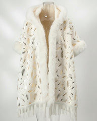 Luxury Fringe Cape with Fur Trim