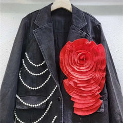 Luxury Black Denim Oversized Coat