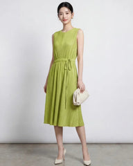 Self-Tie Pleated Dress (Petite-Friendly)
