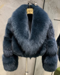 Couture Cropped Fox Fur Jacket