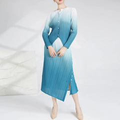 Plissé Ombre Blouse & Skirt Set