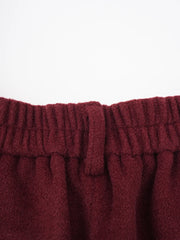 Luxe Burgundy Wool Blend Wide Leg Pant Suit