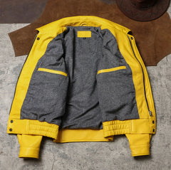 Men's Faux Leather Bomber Jacket