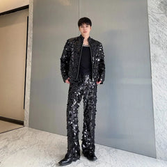 Men's Luxury Sequin Jacket & Pants 2-Piece Suit Set