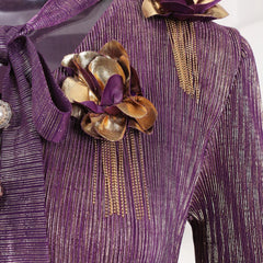 Luxury Floral Plissé Dress