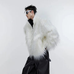 Men's Faux-Fur & Faux-Leather Bomber Jacket