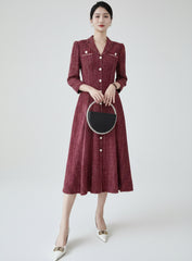Luxe Modest Plissé Tweed Dress