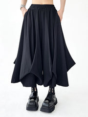Black Dramatic Drape Pull-On Pants