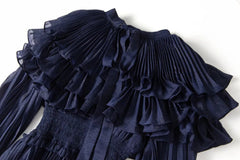 Couture Pleated Cape Dress