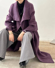 Luxury Wool-Blend Tie Belt Overcoat