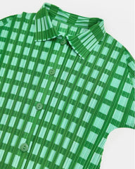 Luxury Pleated Grid  Blouse