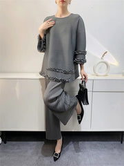 Ruffle Fully-Pleated Top