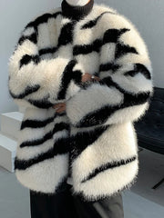 Men's Zebra Faux Fur Coat | Luxury Streetwear